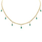 <span style="color:purple">SPECIAL!</span> 3.05ct G SI 14K Yellow Gold Diamond & Emerald Cuban Link Necklace 12" + 4" EXT