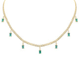 <span style="color:purple">SPECIAL!</span> 3.05ct G SI 14K Yellow Gold Diamond & Emerald Cuban Link Necklace 12" + 4" EXT