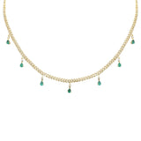<span style="color:purple">SPECIAL!</span> 2.22ct G SI 14K Yellow Gold Diamond & Emerald 3MM Cuban Link Necklace 12" + 4" EXT
