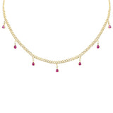 <span style="color:purple">SPECIAL!</span> 2.52ct G SI 14K Yellow Gold Diamond & Ruby Cuban Link Necklace 14" + 2" EXT