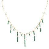 <span>GEMSTONE  CLOSEOUT! </span>3.52ct G SI 14K Yellow Gold Natural Green Emerald Gemstone Dangling Paper Clip Necklace 16" + 2" EXT