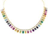 <span style="color:purple">SPECIAL!</span> 22.86ct G SI 14K Yellow Gold Diamond & Multi Color Gemstone Necklace 14" + 2" EXT