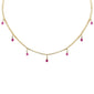 <span style="color:purple">SPECIAL!</span> 3.41ct G SI 14K Yellow Gold Diamond & Pink Sapphire Tennis Necklace 14" + 2" EXT