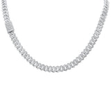 9MM 10.22ct G SI 14K White Gold Round & Baguette Diamond Square Cuban Necklace 22" Long