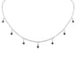 <span style="color:purple">SPECIAL!</span> 3.41ct G SI 14K White Gold Diamond & Blue Sapphire Gemstone Tennis Necklace 14" + 2" Long