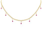 <span style="color:purple">SPECIAL!</span> 2.49ct G SI 14K Yellow Gold Diamond & Pink Tourmaline Gemstone Cuban Necklace 14" + 2" Long
