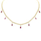 <span style="color:purple">SPECIAL!</span> 3.51ct G SI 14K Yellow Gold Diamond & Ruby Gemstone Cuban Necklace 12" + 4" Long