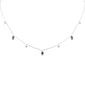 <span style="color:purple">SPECIAL!</span> .57ct F SI 14K White Gold Diamond & Blue Sapphire Pendant Necklace 16" + 2" Long