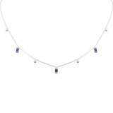 <span style="color:purple">SPECIAL!</span> .57ct F SI 14K White Gold Diamond & Blue Sapphire Pendant Necklace 16" + 2" Long