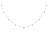 <span>¡CIERRE DE DIAMANTES! </span> .42ct F SI 14K Oro Blanco Diamante y Zafiro Azul Colgante Collar 16" + 2" Largo
