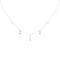 .25ct F SI 14K White Gold Diamond & Blue Sapphire Dangling Pendant Necklace 16" + 2" Long