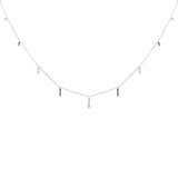 <span>DIAMOND CLOSEOUT! </span> .27ct F SI 14K White Gold Diamond & Blue Sapphire Dangling Pendant Necklace 16" + 2" Long