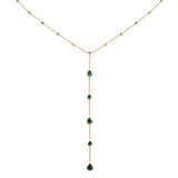 1.39ct G SI 14K Yellow Gold Natural Emerald Gemstones Lariat Pendant Necklace 16+2" Long