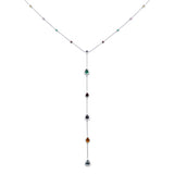 1.57ct G SI 14K White Gold Multi Color Gemstone Pendant Necklace 16+2" Long