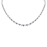 <span style="color:purple">SPECIAL!</span> 3.30ct G SI 14K White Gold Diamond & Blue Sapphire Gemstones Graduated Tennis Necklace 16" Long