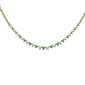 <span style="color:purple">SPECIAL!</span> 2.89ct G SI 14K Yellow Gold Diamond & Emerald Gemstones Graduated Necklace 16" Long