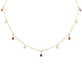 .90ct G SI 14K Yellow Gold Diamond & Red Sapphire Gemstone Pendant Necklace 16+2" Ext Long Chain