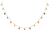 <span style="color:purple">SPECIAL!</span> 1.86ct G SI 14K Yellow Gold Multi Color Gemstone Pendant Necklace 16+2" Ext Long Chain
