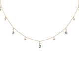1.53ct G SI 14K Yellow Gold Diamond & Green Sapphire Gemstone Pendant Necklace 16+2" Ext Long Chain