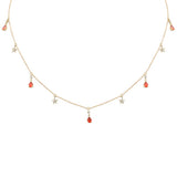 .73ct G SI 14K Yellow Gold Diamond & Red Sapphire Gemstone Pendant Necklace 16+2" Ext Long Chain