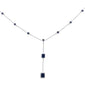 <span style="color:purple">SPECIAL!</span> 1.15ct G SI 14k White Gold Blue Sapphire Gemstones Drop Lariat Pendant Necklace  16+2" Long Chain