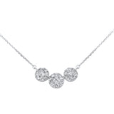 .97ct G SI 14k White Gold Diamond Round Shape Three Pendant Necklace 16+2" Long Chain