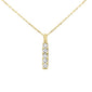 .34ct G SI 14K Yellow Gold Diamond 5-Stone Drop Pendant Necklace 18" Long Chain