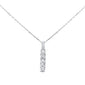 .33ct G SI 14k White Gold Diamond 5-Stone Drop Pendant Necklace 18" Long Chain