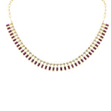 8.74ct G SI 14k Yellow Gold Diamond & Ruby Gemstones Pendant Necklace 14+2" Ext Long Chain