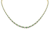 4.85ct G SI 14k Yellow Gold Diamond & Emerald Gemstones Graduated Tennis Necklace 16" Long