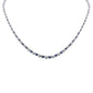 <span style="color:purple">SPECIAL!</span> 5.74ct G SI 14K White Gold Diamond & Blue Sapphire Gemstones Graduated Tennis Necklace 16" Long