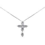 <span style="color:purple">SPECIAL!</span>.27ct G SI 14K White Gold Diamond Cross Pendant Necklace 18" Long