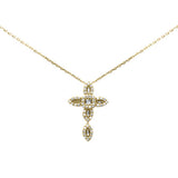 .27ct G SI 14K Yellow Gold Diamond Cross Pendant Necklace 18" Long