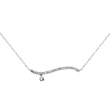 .22ct G SI 14K White Gold Diamond Sideways Bar Pendant 16" Long