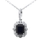 <span style="color:purple">SPECIAL!</span> 1.23ct G SI 14K White Gold Diamond & Blue Sapphire Gemstones Pendant Necklace 18" Long Chain