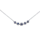 .19ct G SI 14K White Gold Blue Sapphire Gemstones Pendant Necklace 18" Long