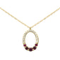 .27ct G SI 14K Yellow Gold Oval Shape Diamond & Ruby Gemstones Pendant Necklace 18" Long