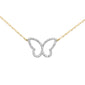 .08ct G SI 14K Yellow Gold Diamond Butterfly Pendant Necklace 18" Long