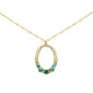 .22ct G SI 14K Yellow Gold Diamond & Emerald Gemstones Oval Pendant Necklace 18" Long