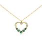 .20ct G SI 14K Yellow Gold Diamond & Heart Shape Emerald Gemstones Pendant Necklace 18" Long