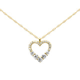 .20ct G SI 14K Yellow Gold Diamond Heart Shape Pendant Necklace 18" Long