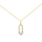 .18ct G SI 14K Yellow Gold Diamond Paper Clip Pendant Necklace 18" Long