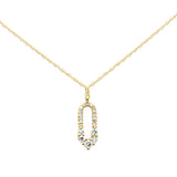 .18ct G SI 14K Yellow Gold Diamond Paper Clip Pendant Necklace 18" Long