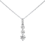 1.04ct G SI 14K White Gold Diamond Graduated Stones Drop Pendant 18" Long