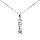 .68ct G SI 14K White Gold Diamond 3-Stones Pendant Necklace 18" Long