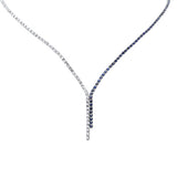 8.17ct G SI 14K White Gold Diamond & Blue Sapphire Gemstones Tennis Necklace 16+2" Long
