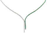 7.48ct G SI 14K Yellow Gold Diamond & Emerald Gemstones Tennis Lariat Necklace 16+2" Long