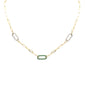 <span style="color:purple">SPECIAL!</span>.90ct G SI 14K Yellow Gold Diamond & Emerald Gemstones Paperclip Pendant Necklace 14+2" Long