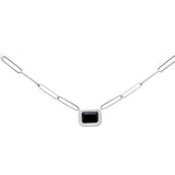 1.20ct G SI 14K White Gold Blue Sapphire Gemstones Paper Clip Pendant Necklace 18" Long