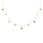 <span style="color:purple">SPECIAL!</span>2.30ct G SI 14K Yellow Gold Diamond & Oval Shape Multi Color Sapphire Gemstones Pendant Necklace 16+2" Long